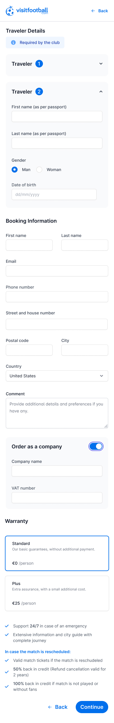 Mobile checkout: Traveller details